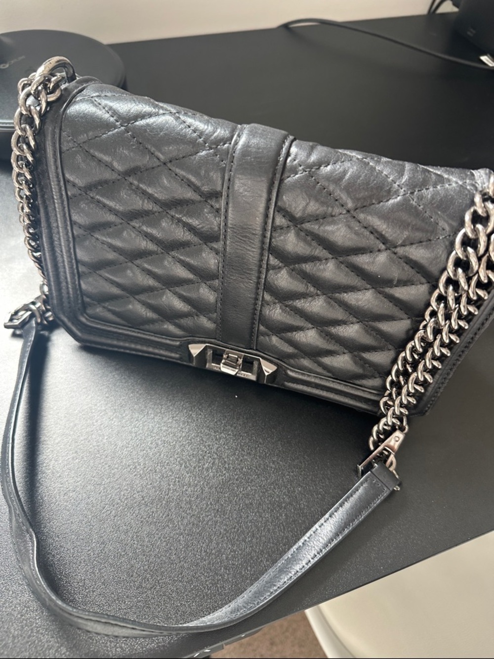 Rebecca Minkoff Black Quilted Leather Chain Shoulder Bag